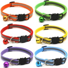 Adjustable Pet Collar Reflective Quick Kitten Release Hi Vis Cat Bell Safety