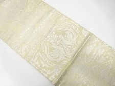 7621317: JAPANESE KIMONO / ANTIQUE FUKURO OBI / SILK / WOVEN PHOENIX