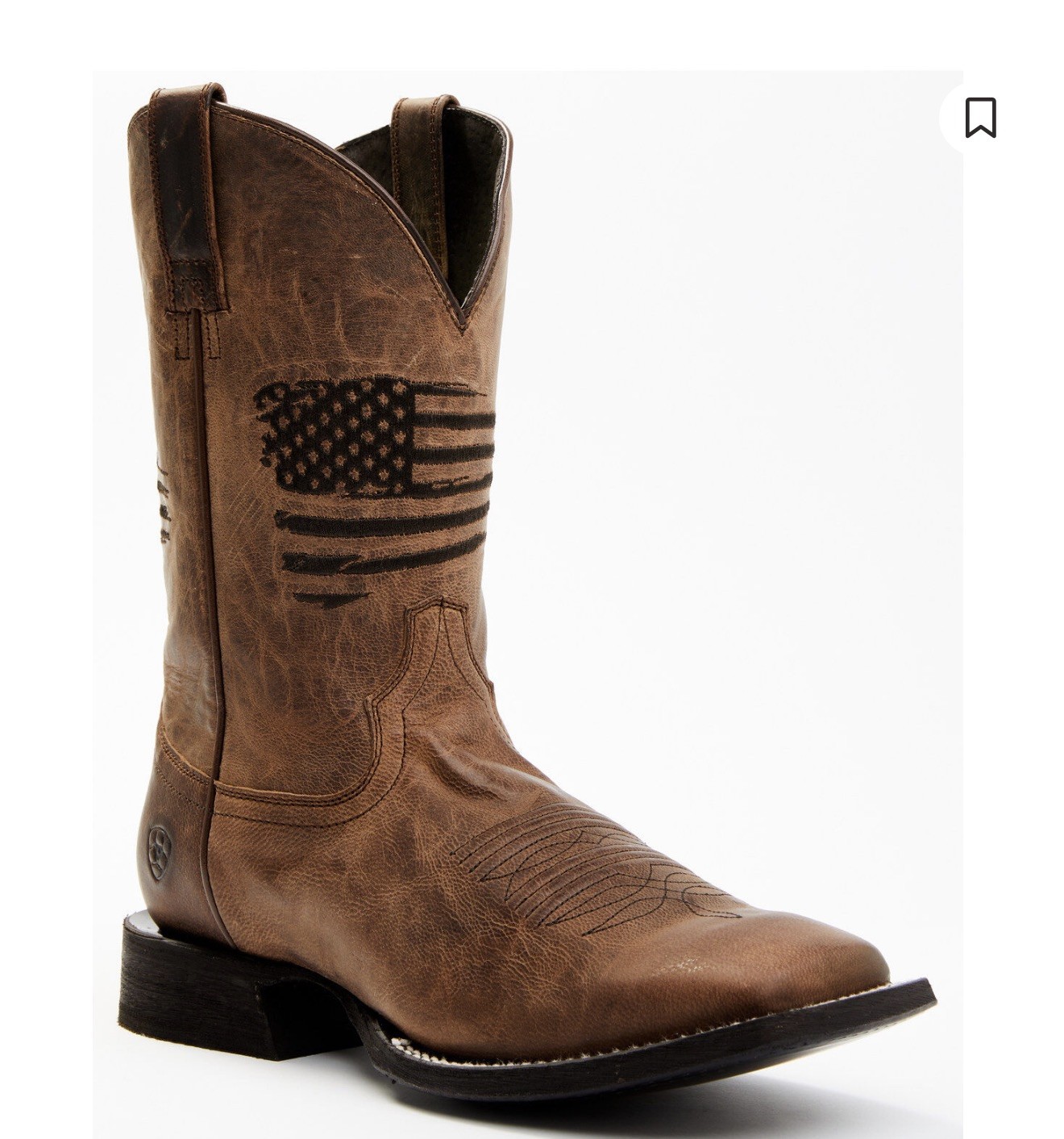S 10ee Brown Leather Flag Western Cowboy Boots 10029699