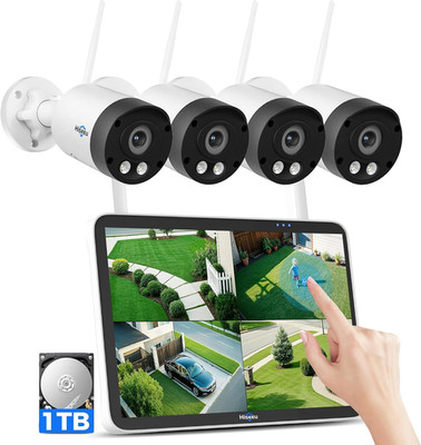 8MP Outdoor Wireless Security Camera System, 10'' Touch Screen NVR, 5G/2.4G Wifi-