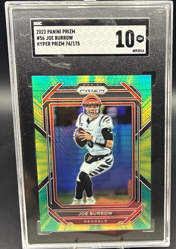 Panini 2022 Prizm Joe Burrow #56 Hyper Prizm /175 SGC 10 Bengals