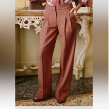 NEW Sezane Size 36 US4 Cillian Trousers Pleated Dress Pants in Hazelnut