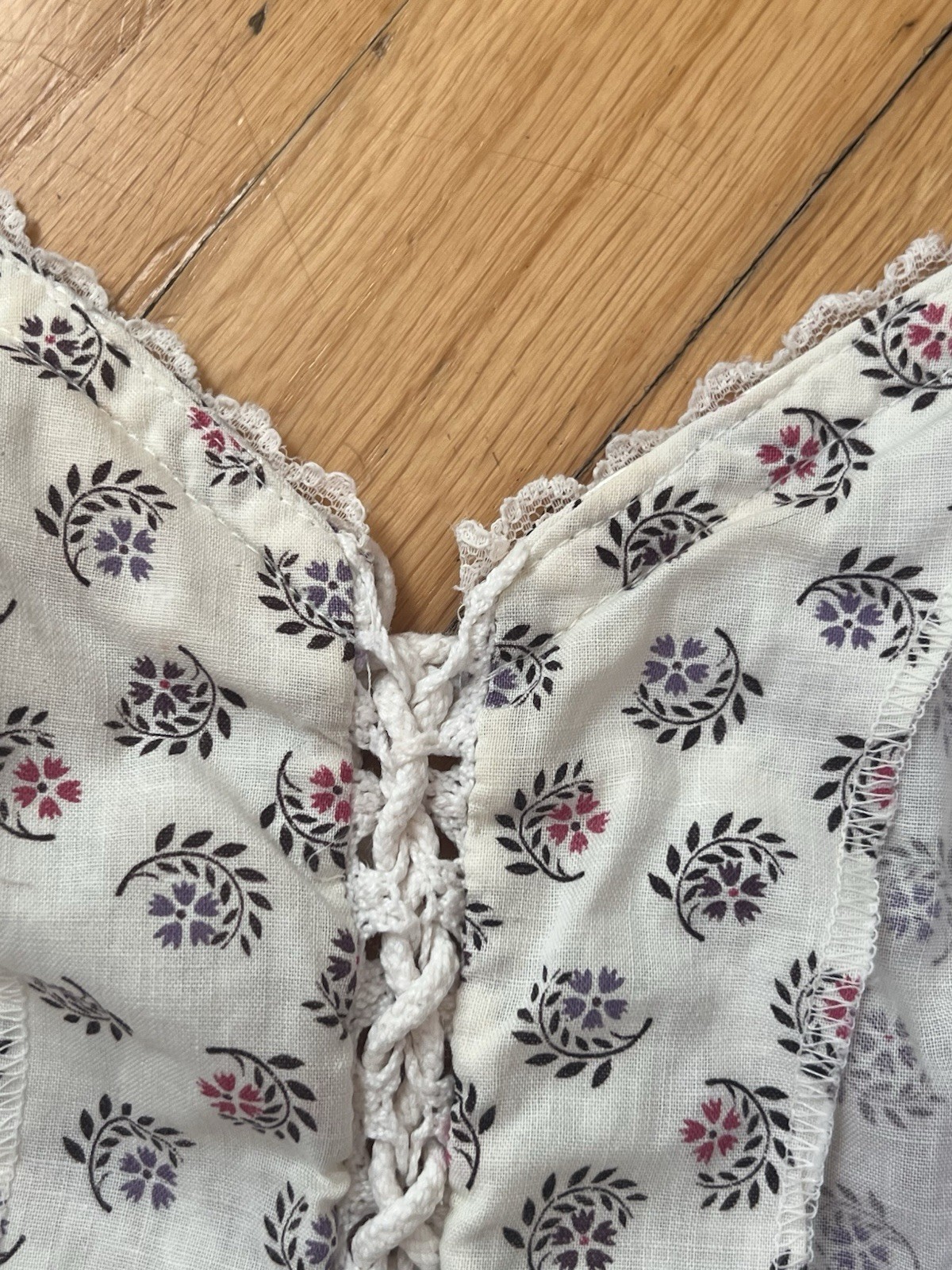 Rare Gunne Sax Prairie Corset Style Sleeveless Sundress In Purple Floral Size 7