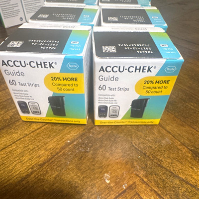 ACCU-CHEK Guide Glucose Test Strips 60ct No Coding Exp 12-24-2027