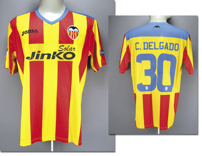 Original Match Worn Spielertrikot FC Valencia Delgado Champions