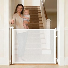 Retractable Safety Baby Gate or Mesh Dog Gate,Durable Portable Mesh Retractab...