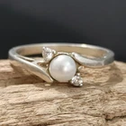 Pearl Sterling Silver Ring Vintage Accent Stones Size 7 Marked DY 925 Elegant