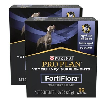 2 Pack Purina FortiFlora Pro Plan Veterinary Probiotic Dog Supplement-30 Sachets
