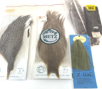 Lot Metz Rooster Neck Hackle Dry Fly Tying Medium Dun Grade 3 & Grizzly #2
