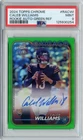 CALEB WILLIAMS 2024 TOPPS CHROME GREEN REFRACTOR ROOKIE RC AUTO #'D 56/99 PSA 9