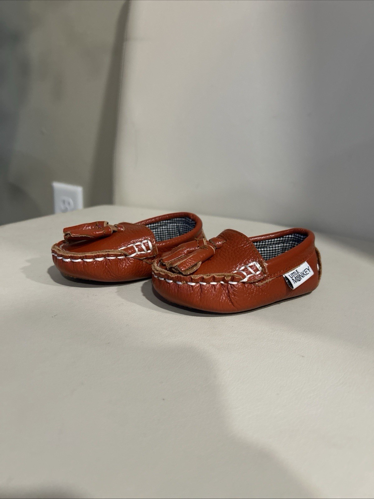 LITTLE MONKEY Tassel Moccasins Soft Leather Infant 0-6 Months New