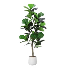 Artificial Fiddle Leaf Tree, 5ft Faux Plant Fake Ficus Lyrata Silk Trees with...