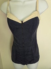 Vtg 1950's Cole of California Swimsuit Zipper One Piece Ruching/Sweatheart Neck