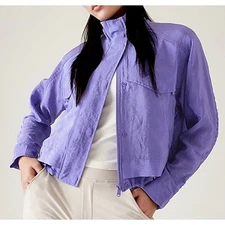 Athleta Arrival Jacket Purple Full Zip Rain Run Spring Track Size Medium NWOT