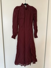NEW Reformation Stevie Long Sleeve High Neck Midi Dress In Plum Burgundy Sz 2