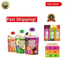 Happy Tot Organic Super Bellies Variety Pack - 16 Pouches of Nutrient-Rich Go...