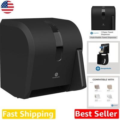 Durable Black Push Paddle Paper Towel Dispenser by GP PRO, Clear Window, 8'' Roll