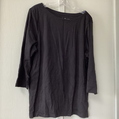 Chicos Top Womens Size 3 Tee Casual Ladies Piper Boat 3/4 Sleeve Black New