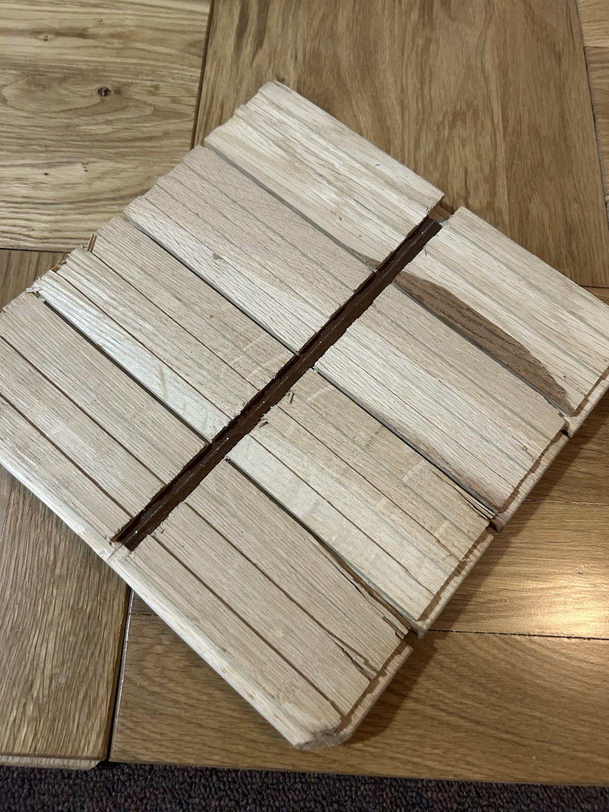 (12) 4-finger Solid OAK MCM Parquet: 9"x9"x3/4" NEW CONDITION! Natural