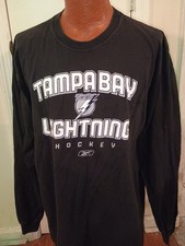 Reebok Tampa Bay Lightning Hockey Men's XL Black Long Sleeve T-Shirt.