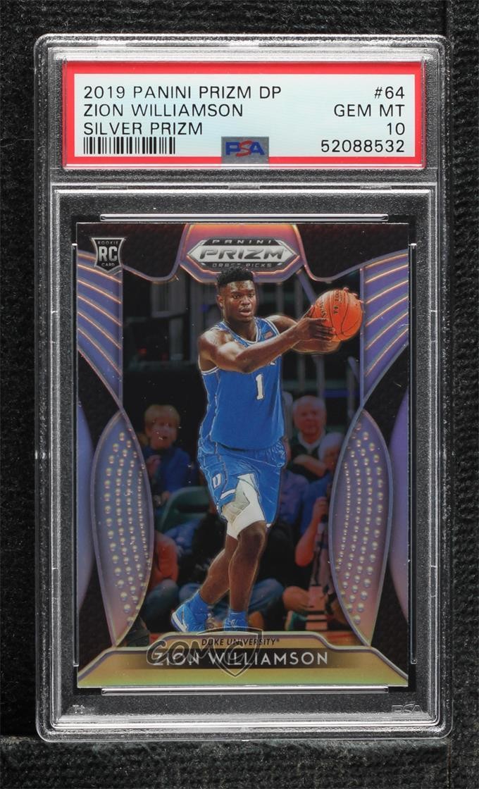 2019-20 Panini Prizm Draft Picks Silver Zion Williamson #64 PSA 10 GEM MT 1p00