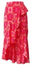 Anthropologie Maeve Sz L Ruffled Wrap Maxi Skirt Astek Print Multicolor