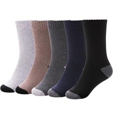 Womens 5 Pairs Soft Thick Comfort Casual One Size 5 Pairs Wool Socks - Dark 02
