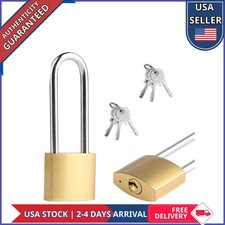 4 Pack Long Shackle Padlock Solid Brass Waterproof Keyed Alike 4.2 Inch