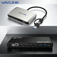 WAVLINK LAPTOP USB C Dock DisplayLink 2 DisplayPort 2 HDMI Adapter Dual 4K 60Hz