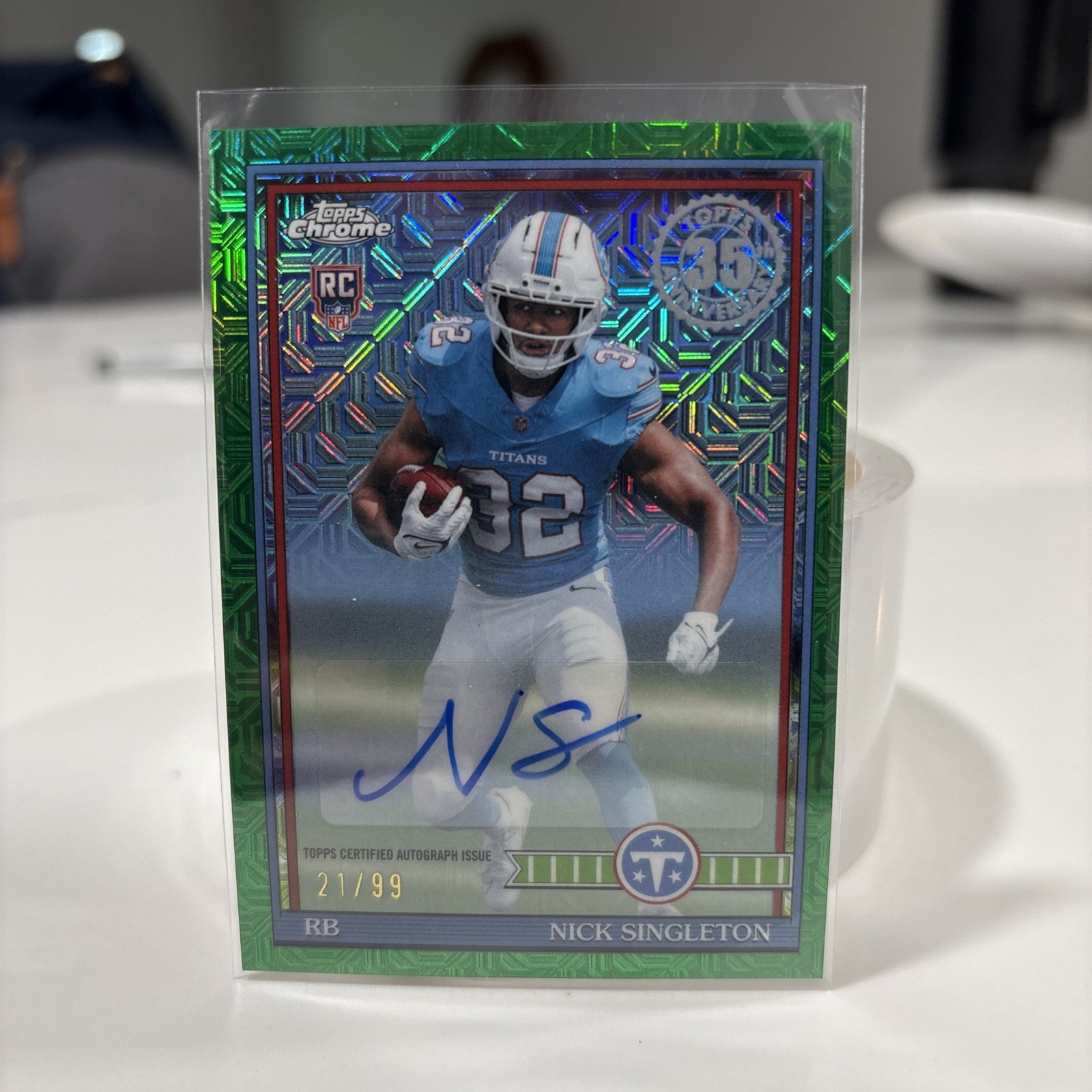 2026 Topps Flagship Nick Singleton Auto /99 GREEN CHROME  MOJO  RC 35th 1991