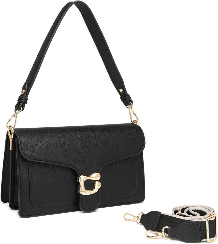 YANPLS Vegan Leather Crossbody Bag For Women - Small Trendy Designer Purse, Adjustable Strap, Black