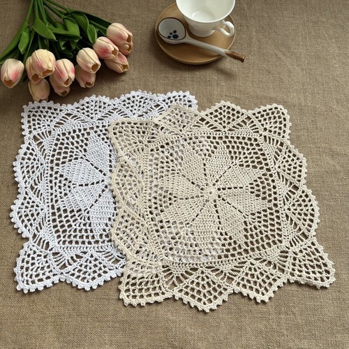 4 Stck./Posten 12 Zoll Vintage Handgehäkelt Spitze Deckchen Tischset Blume Tischsets Deckchen - Bild 21 von 24