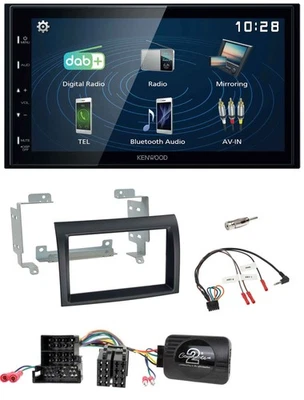 Kenwood 2DIN Bluetooth Lenkrad USB DAB Autoradio für Citroen Peugeot Fiat schwar - Bild 1 von 4