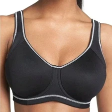 Freya Active Sonic Sports Bra 38DD Black Underwire Padded Cup High Impact 4892