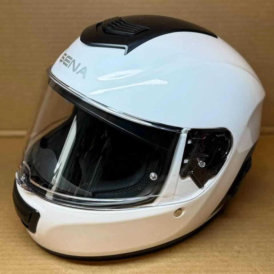 Casco de motocicleta M (medio) Sena Momentum blanco brillante Bluetooth (arañado) Foto 2 de 4