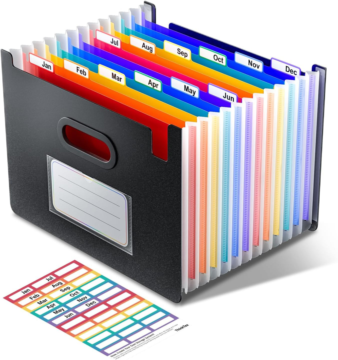 File Organiser, 12 Pockets Expanding File Folders, Upright and Open Top, Portabl