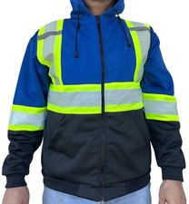 Blue High Visibility Safety Sweatshirt ANSI Class 3 Reflective Stripes