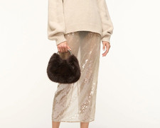 BORSA IN PELLICCIA SINTETICA STAUD ROMEO in ESPRESSO MSRP $395 chic ed elegante