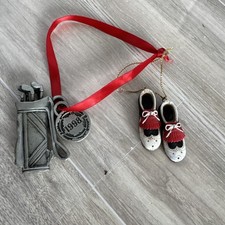 Golf Christmas Ornaments Lot 2 Golf Bag Pewter 1998, Golf Shoes Resin