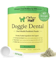 Other Half Doggie Dental Oral-Health Postbiotic Powder 4.1 oz, 45 scoops.