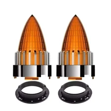 2PCS 3 1/4'' Bullet Turn Signal Light Amber Lens Covers For Harley Softail Dyna