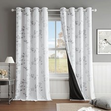 Floral Blackout Curtains 84 Inches Long 2 Panels for Bedroom Living Room
