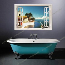 Huge 3D Window View Mediterranean Wall Stickers Mural Art Wallpaper Mural Decals