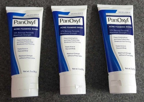 Lot of 3 PanOxyl Acne Foaming Wash 10% Benzoyl Peroxide Max Strength EXP-5/25