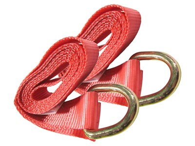 10-Foot Lasso Straps – Tire Wheel Tie Downs For Flatbed Tow Trucks & Car Trailers (Red, Pair)