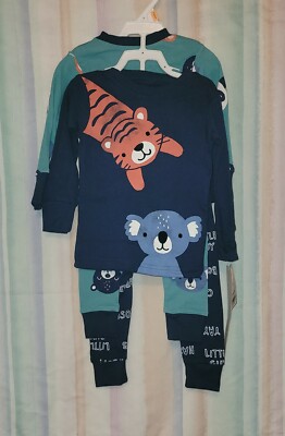 Carter's Boys 4pc (2pr) Animal Print Pajamas Tiger Koala Panda 'Little Guy'