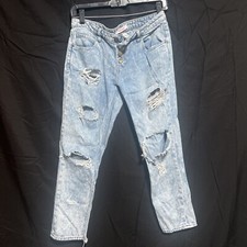 Refuge Jeans Size 4 Large Rips Light Wash Distressed