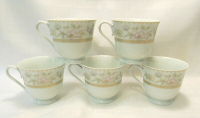 Noritake Japan EFFINGHAM Five (5) Tea Cups Hard to Find Pattern REDUCED!