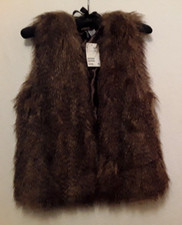 Faux Fur Vest Sweater Jacket Nwt Divided H&m Women's Sable Brown Lined 12