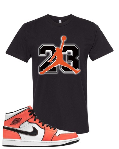 23 T-shirt gráfico para que coincida con naranja Air Jordan 1 Retro  'Antracita' tenis | eBay
